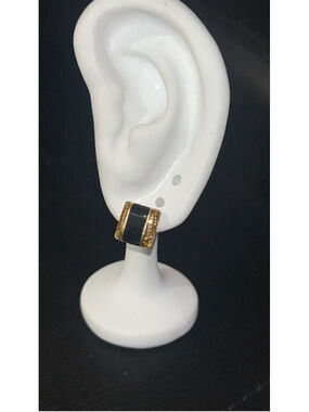 Women's Unbranded Earrings One Size Black Gold Square Studs